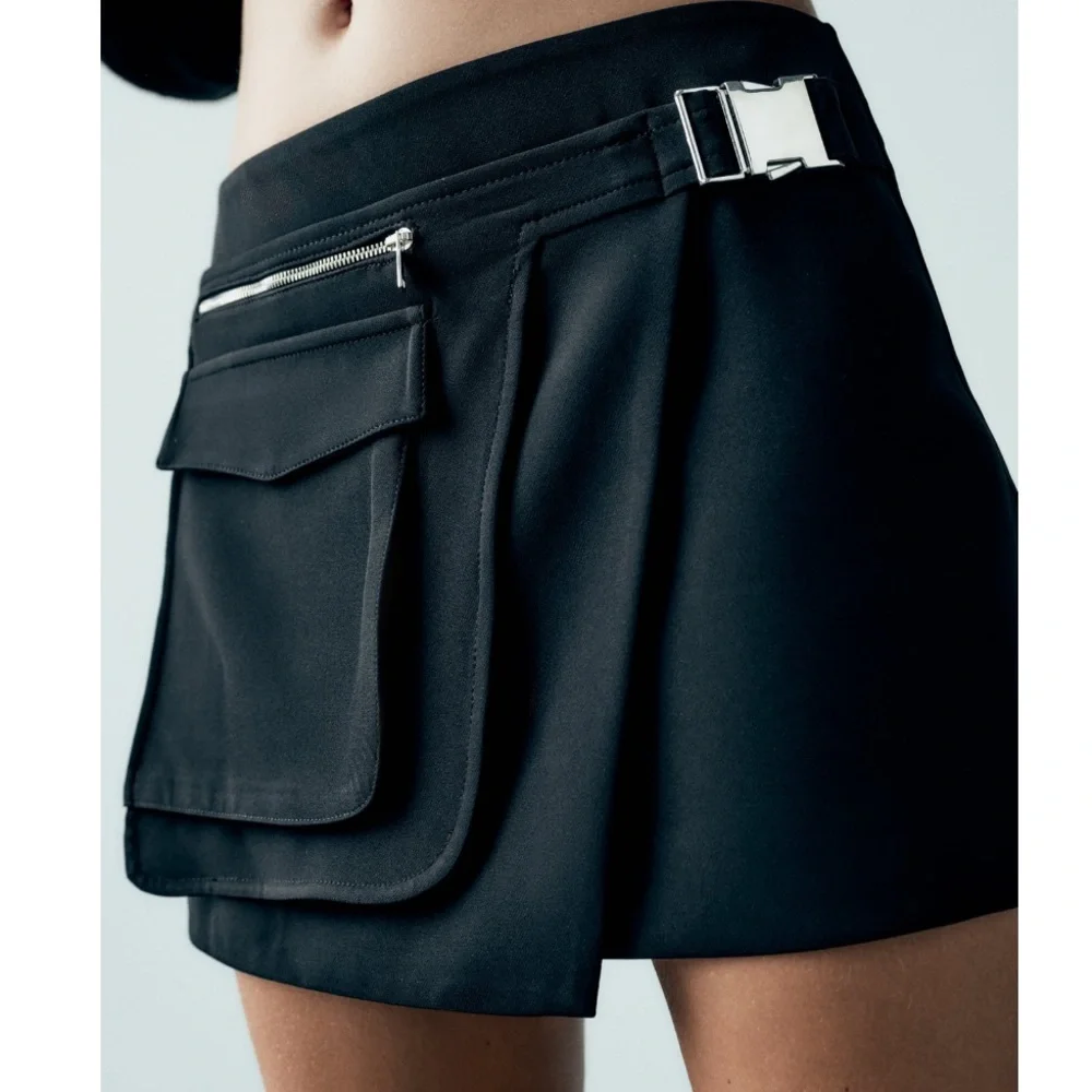 NEW! Zara Black Skirt with Asymmetrical Pocket - Picture 1 of 11